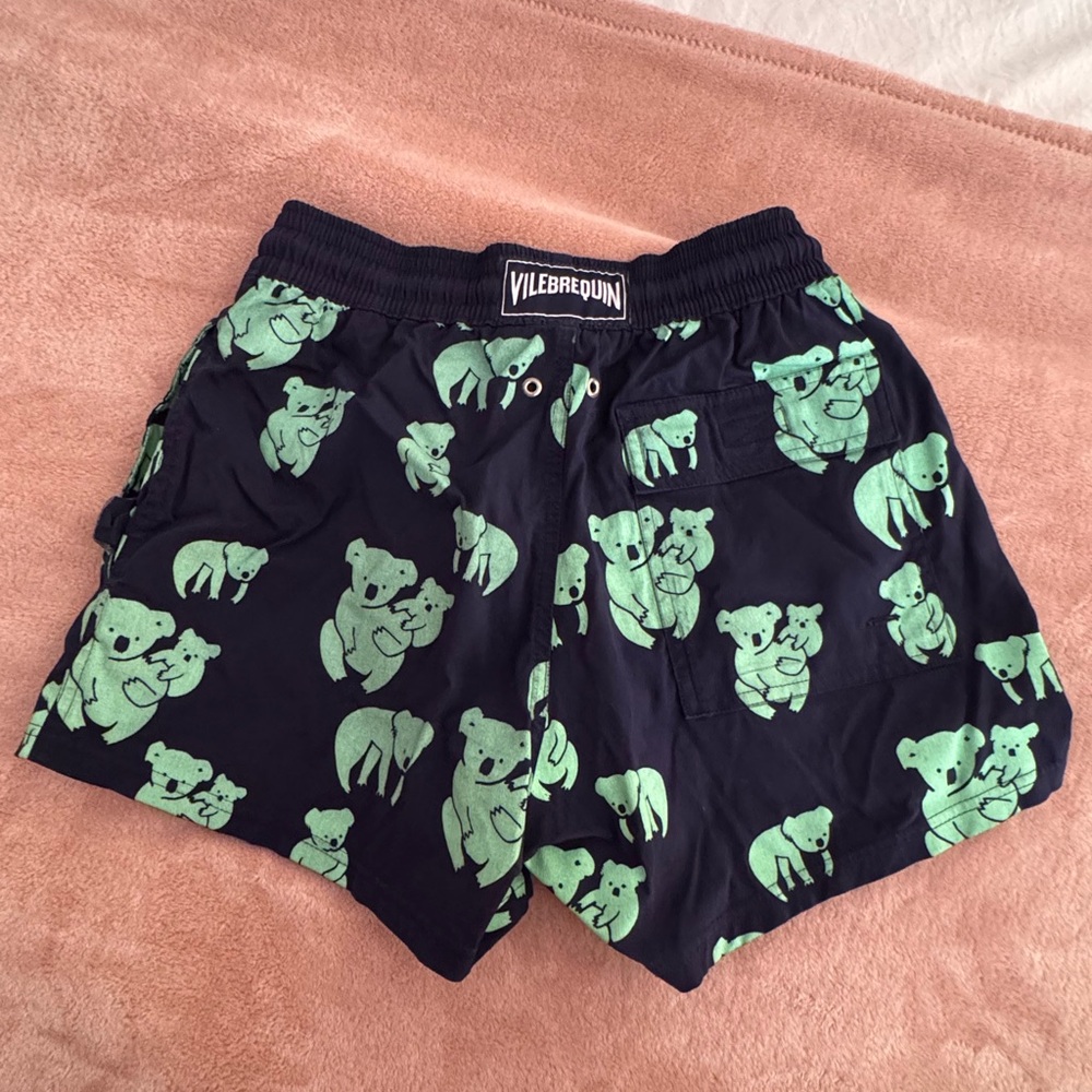 Vilebrequin Dark Blue Shorts with Light Green Koala Design - Picture 2 of 4